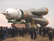 A Soyuz rocket at the Baikonur cosmodrome in Kazakhstan. Credits: Roscosmos.